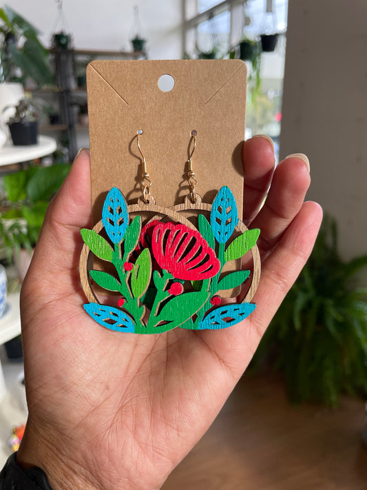 Floral Wooden Earrings